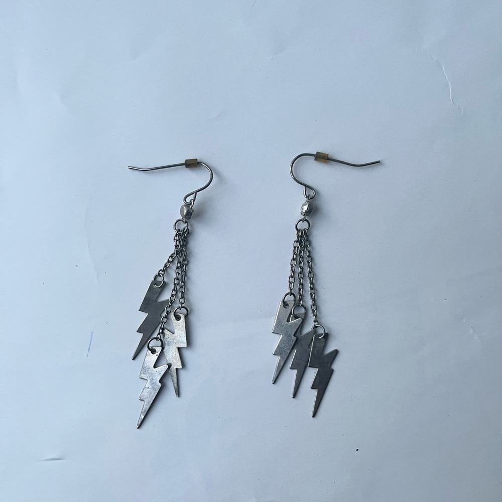 VTG 80s Lightning Bolt Chandelier Earrings